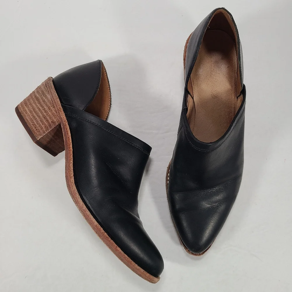 Madewell The Brady Lowcut Black Leather Boho Coastal Cowgirl Bootie Women Size 7